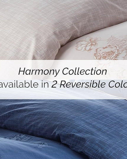 Southshore Fine Living, Inc. Twin Comforter Bedding Set, Down Alternative Floral Comforter with Matching Sham for Twin and Twin XL Beds, Reversible Print is 2 Colors in 1, Taupe & White - LeafyLoom