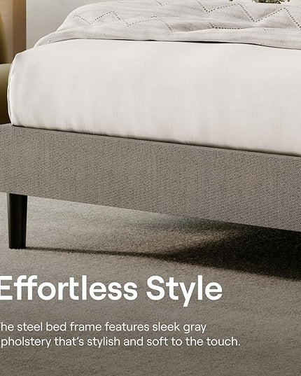 Nectar Twin Mattress 12 Inch - Medium Firm Gel Memory Foam & Bed Frame - Twin - Grey - 8 Inch Legs - Sturdy Wooden Slats for Support - LeafyLoom