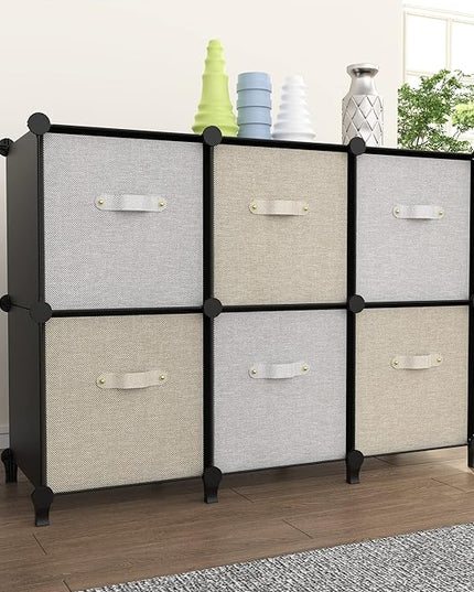HOMIDEC 6-Cube Storage Organizer, Closet Organizer Storage Cabinet Shelf Bookcase Bookshelf,Storage Cubes Organizer Cabinet for Kids,Closet, Bedroom,Bathroom - LeafyLoom