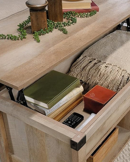 Sauder Carson Forge Lift Top Coffee Table, Lintel Oak finish - LeafyLoom