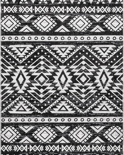 nuLOOM Madlyn Tribal Machine Washable Ultra Thin Runner Rug, 2' 6" x 8', Charcoal - LeafyLoom