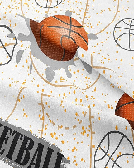 NINENINE White Basketball Comforter Sets for Teen Boys Full Size Sports Bedding White and Gold Comforter Sets with 1 Comforter 2 Pillowcases - LeafyLoom