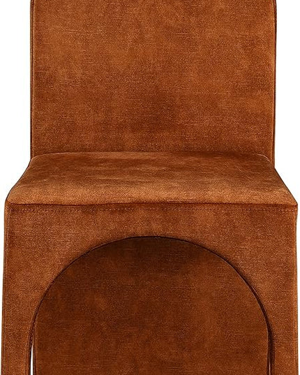 Meridian Furniture Summer Collection Modern | Contemporary Velvet Upholstered Dining Side Chair with Steel Frame, Set of 2, Cognac - LeafyLoom