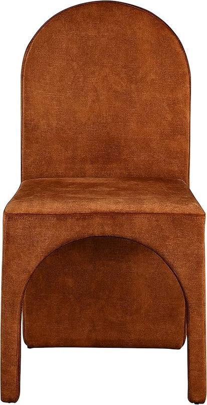 Meridian Furniture Summer Collection Modern | Contemporary Velvet Upholstered Dining Side Chair with Steel Frame, Set of 2, Cognac - LeafyLoom