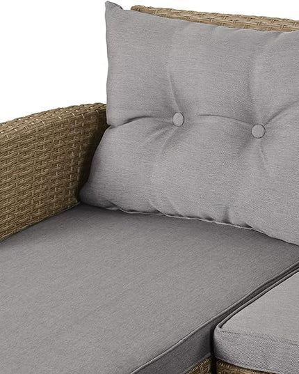 4 Piece Outdoor Patio Furniture Set, Sectional Conversation All-Weather Grey PE Wicker w/Seat Cushions for Backyard Porch Garden Poolside Balcony, Onesize, Oc-Gray - LeafyLoom