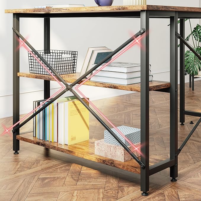 Bestier Small L Shaped Desk with Shelves 47 Inch Reversible Corner Computer Desk Writing Gaming Storage Table for Home Office Small Space, Rustic Brown - LeafyLoom