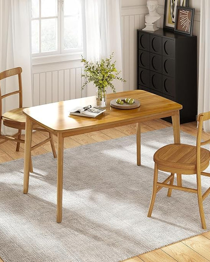 KKL Dining Table, 47“ Malaysian Oak Kitchen Table, Farmhouse Wood Dining Table for 2, Easy Assembly, Natural - LeafyLoom