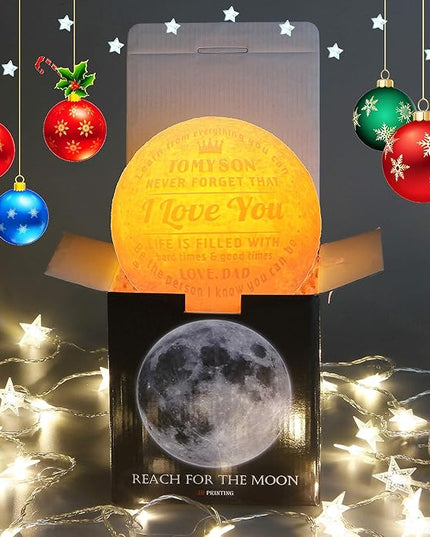 Personalized Gifts for Son Cool 3D Moon Lamp Large,Moon Led Light Gifts for Adult Son from Dad,Cute Desk Lamp for Bedroom Birthday Gifts for Men Son Kids - LeafyLoom