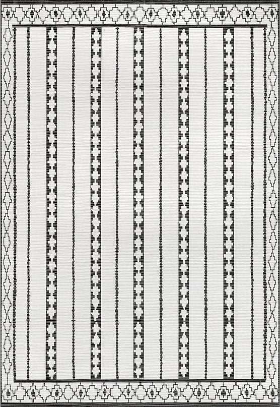 nuLOOM Elsy Modern Tribal Machine Washable Ultra Thin Area Rug, 5' x 8', Ivory - LeafyLoom