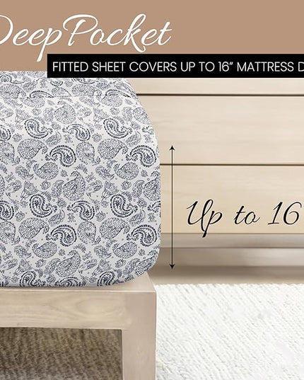 Linen Market 4 Piece Queen Bedding Sheet Set (Navy Floral) - Sleep Better Than Ever with These Ultra-Soft & Cooling Bed Sheets for Your Queen Size Bed - Deep Pocket Fits 16" Mattress - LeafyLoom