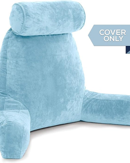 Husband Pillow XXL Cover Only Carolina Blue, Microfiber Bed Rest Pillow Cover with Arms - Array of Colors, Generous Side and Back Pockets for Your Favorite Comfy Reading Pillow - LeafyLoom