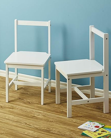 Amazon Basics Solid Wood Kids Activity Chair Set, 23.8-Inch Height - 2-Pack, White - LeafyLoom