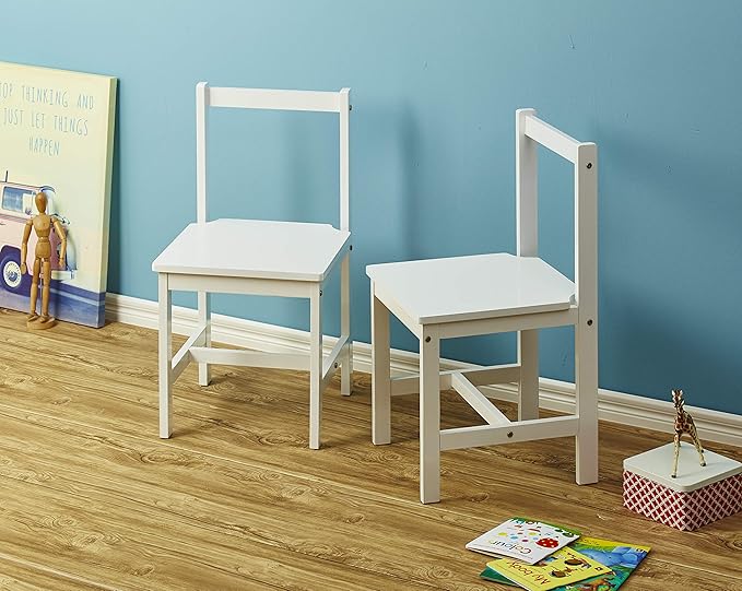 Amazon Basics Solid Wood Kids Activity Chair Set, 23.8-Inch Height - 2-Pack, White - LeafyLoom