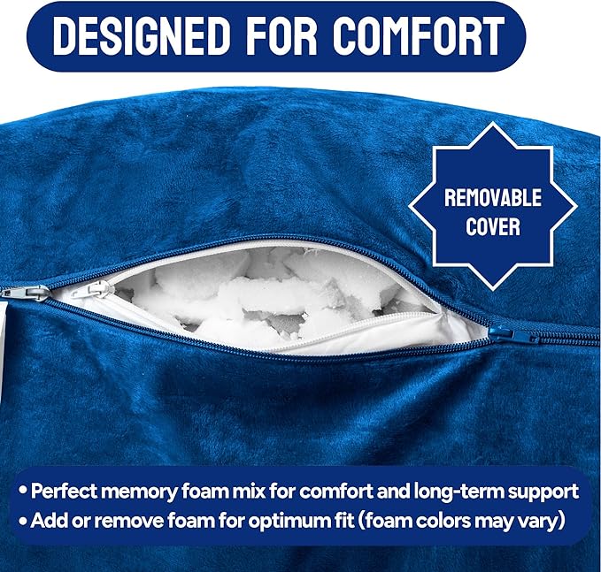 ComfortSpa Reading Pillow Bed Wedge Large Adult Backrest Lounge Cushion w/Arms Pockets Lumbar Back Support for Sitting Up GERD Heartburn Made in The USA w/Stain Resistant Removable Cover - LeafyLoom