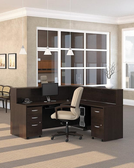 Bush Business Furniture Series C 2 Drawer Mobile File Cabinet in Mocha Cherry - Assembled - LeafyLoom