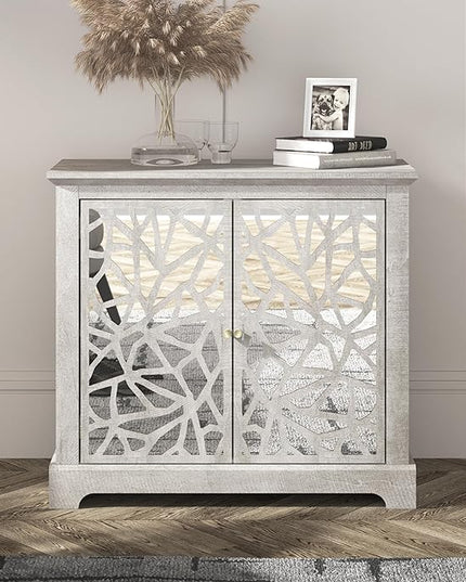 Galano Culbin 2 Door Storage Cabinet, Accent Furniture, Cupboard for Living Room, Hallway, Kitchen, Sideboard, Buffet Table, 15.67" D x 32.36" W x 29.29" H, Dusty Grey Oak - LeafyLoom