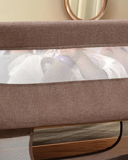 Baby Crib,3 in 1 Baby Bassinet Bedside Crib Adjustable Portable Bed for Infant,Baby Newborn Must Have Bed,Khaki - LeafyLoom