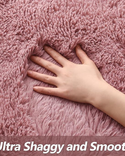 Super Soft Fluffy Shaggy Rugs for Living Room Bedroom, Fuzzy Plush Area Rugs for Girls Kids Room Nursery Home Decor, Furry Dorm Rug Cute Non-Slip Indoor Floor Carpet 4x6 Feet, Blush - LeafyLoom