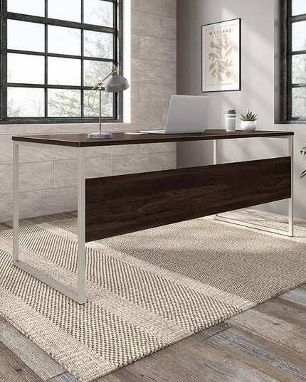 Bush Business Furniture Hybrid 72W x 30D Computer Table Desk with Metal Legs in Black Walnut - LeafyLoom