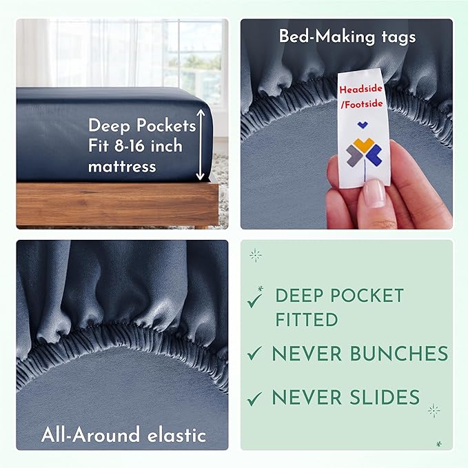 CALIFORNIA DESIGN DEN 5-Star Hotel 600 Thread Count 100% Cotton, Soft & Smooth Queen Sheet for Bed with Deep Pockets, Quality Beats Egyptian Cotton Claims (Royal Navy Blue) - LeafyLoom