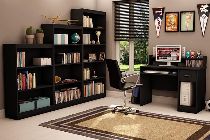 South Shore Axess 5-Shelf Bookcase - Black - LeafyLoom