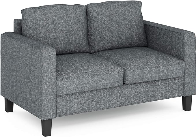 Furinno Bayonne Modern Upholstered Loveseat/Sofa Couch for Living Room, Gunmetal - LeafyLoom
