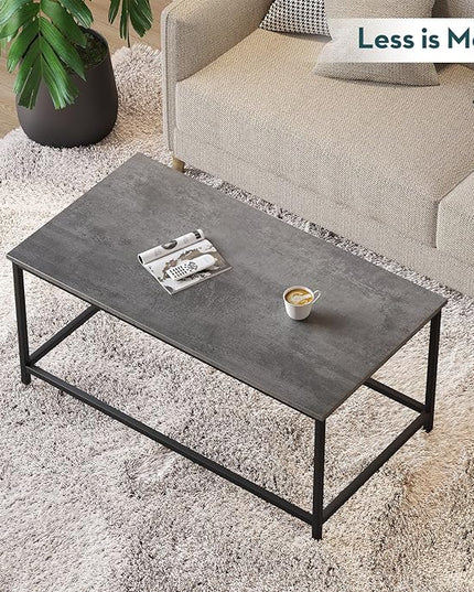 SAYGOER Coffee Table Simple Modern Coffee Tables Open Design Rectangular Minimalist Center Table for Living Room Home Office, Easy Assembly, 39.37x19.69 x17.72, Gray Black - LeafyLoom