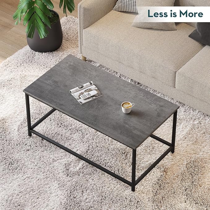 SAYGOER Coffee Table Simple Modern Coffee Tables Open Design Rectangular Minimalist Center Table for Living Room Home Office, Easy Assembly, 39.37x19.69 x17.72, Gray Black - LeafyLoom