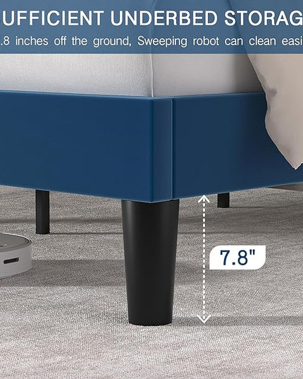 VECELO Full Size Platform Bed Frame with Height Adjustable Upholstered Headboard, Modern Mattress Foundation,Strong Wood Slat Support, No Box Spring Needed, Easy Assembly - LeafyLoom
