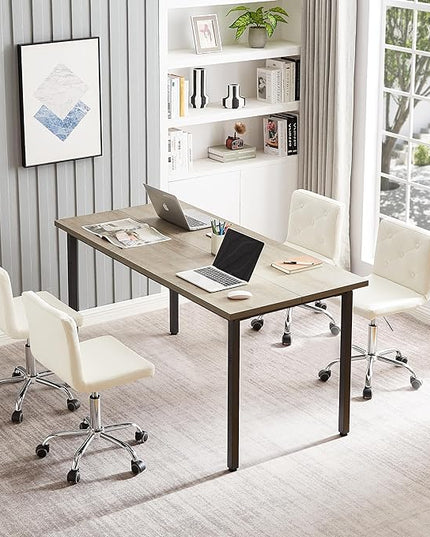 VECELO PU Leather Mid-Back Armless Desk Chair Adjustable Height 360° Rolling Swivel for Home Office Work, White - LeafyLoom
