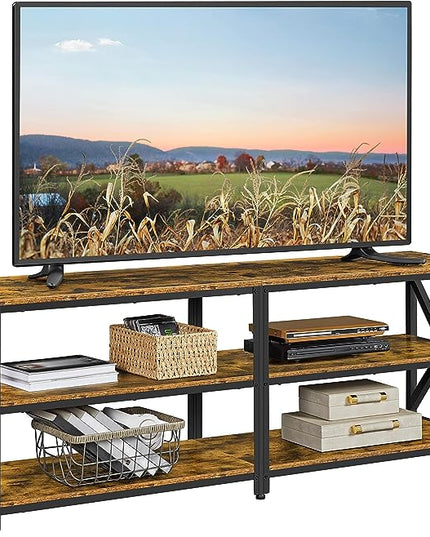 Yaheetech TV Stand for TVs Up to 70 Inches, Entertainment Center with 3-Tier Wooden Storage Shelves TV Console for Living Room, Rustic Brown - LeafyLoom