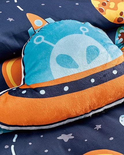for Kids My Universe Hearts 4-Piece Comforter Set - Beautiful Motif Design Bedding Set with Embrodery Print - LeafyLoom