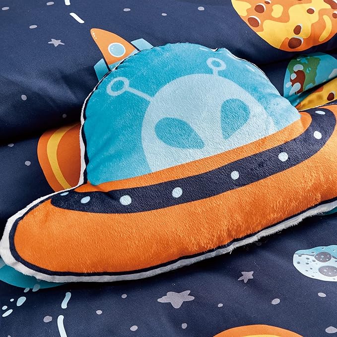 for Kids My Universe Hearts 4-Piece Comforter Set - Beautiful Motif Design Bedding Set with Embrodery Print - LeafyLoom