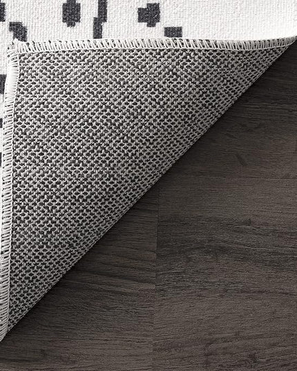 nuLOOM Mila Machine Washable Diamond Trellis Ultra Thin Runner Rug, 2' 6" x 6', White - LeafyLoom