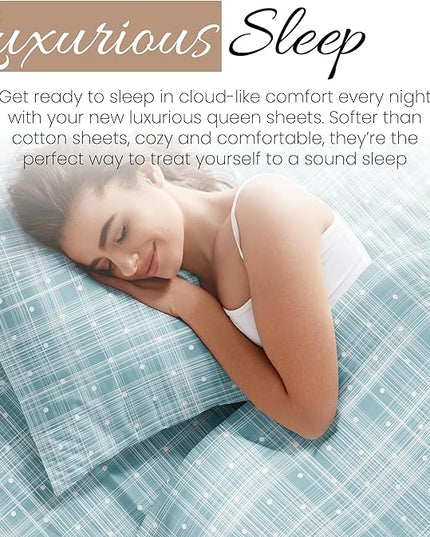 Linen Market 4 Piece Queen Bedding Sheet Set (Polka Dot Aqua) - Sleep Better Than Ever with These Ultra-Soft & Cooling Bed Sheets for Your Queen Size Bed - Deep Pocket Fits 16" Mattress - LeafyLoom