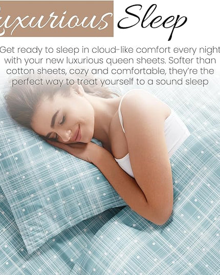 Linen Market 4 Piece Full Bedding Sheet Set (Aqua Polka) - Sleep Better Than Ever with These Ultra-Soft & Cooling Bed Sheets for Your Full Size Bed - Deep Pocket Fits 16" Mattress - LeafyLoom