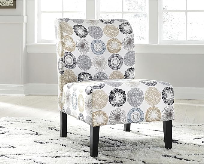 Signature Design by Ashley Triptis Casual Armless Accent Chair, Cream with Sunburst Pattern - LeafyLoom