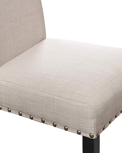 New Classic Furniture Crispin Dining Chair (Set of Four), 100% Polyester Natural Beige Fabric with Espresso Legs - LeafyLoom