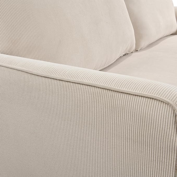 3 in 1 Oversized Convertible Loveseat Sleeper Sofa Bed,Soft Corduroy Upholstered Queen Love Seats Sofabed W/Pull Out Sleep Couch,Comfortable Cushions and Padded Armrests for Living Room - LeafyLoom