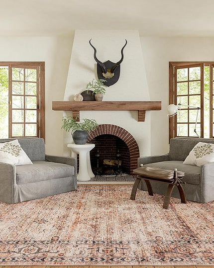 nuLOOM Gwyn Distressed Machine Washable Ultra Thin Area Rug, 5' x 8', Beige - LeafyLoom