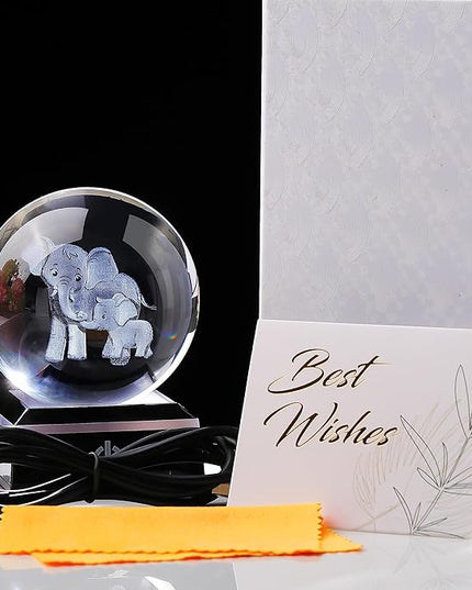 Elephant Gifts For Women Decorations For Home, 3D Crystal Elephant Decor Figurines Statue Gift For Elephant Lovers mom grandma birthday gifts for mom from daughters son unique gift ideas Stuff - LeafyLoom