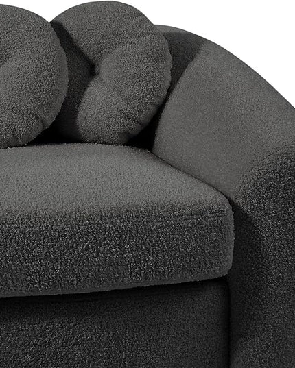 Seater Sofa&Couch Modern Cloud Curved Sofa Comfy Boucle Couch, Luxury 3 Teddy Fabric Upholstered Leisure Deap Seat Sectional Sofá with 5 Decorative Throw Pillows for Living Room, 87.7", Grey-338 - LeafyLoom