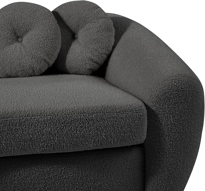 Seater Sofa&Couch Modern Cloud Curved Sofa Comfy Boucle Couch, Luxury 3 Teddy Fabric Upholstered Leisure Deap Seat Sectional Sofá with 5 Decorative Throw Pillows for Living Room, 87.7", Grey-338 - LeafyLoom