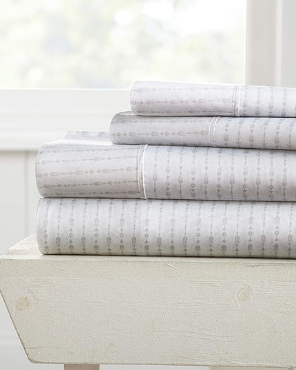 Linen Market 4 Piece King Bedding Sheet Set (Light Gray Pinstriped) - Sleep Better Than Ever with These Ultra-Soft & Cooling Bed Sheets for Your King Size Bed - Deep Pocket Fits 16" Mattress - LeafyLoom