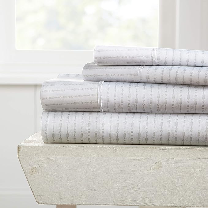 Linen Market 4 Piece King Bedding Sheet Set (Light Gray Pinstriped) - Sleep Better Than Ever with These Ultra-Soft & Cooling Bed Sheets for Your King Size Bed - Deep Pocket Fits 16" Mattress - LeafyLoom