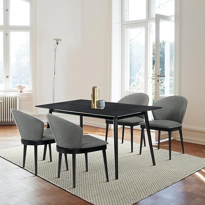 Armen Living Westmont 59" Rectangular Wood Dining Table, Black - LeafyLoom
