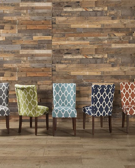 HomePop Parsons Classic Upholstered Accent Dining Chair, Set of 2, Green and Cream Geometric - LeafyLoom