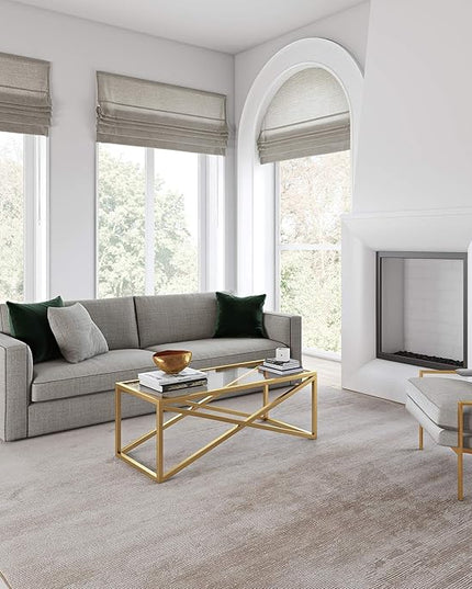 Calix 46'' Wide Rectangular Coffee Table in Brass - LeafyLoom