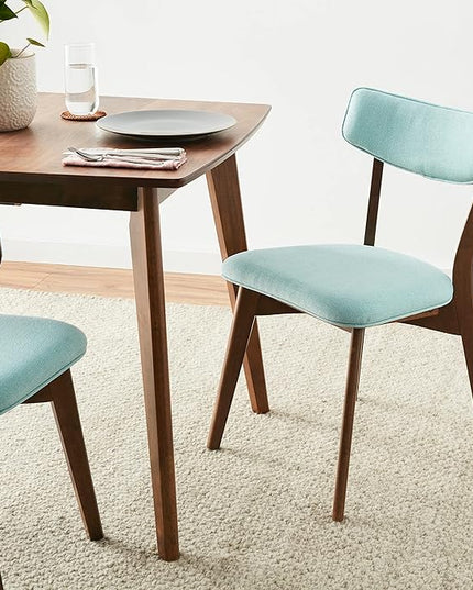 Christopher Knight Home Abrielle Mid-Century Modern Fabric Dining Chairs with Natural Walnut Finished Rubberwood Frame, 2-Pcs Set, Mint / Natural Walnut - LeafyLoom