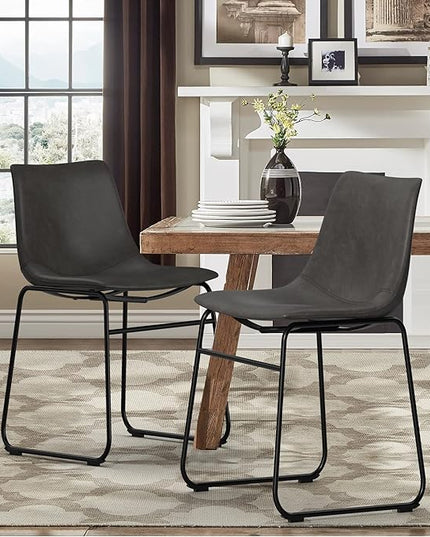 NicBex Retro Side Chair Dining Chair with Metal Legs for Kitchen, Living, Dining Room, Set of 2, (Grey Color) (A-GE17015-USSU014) - LeafyLoom